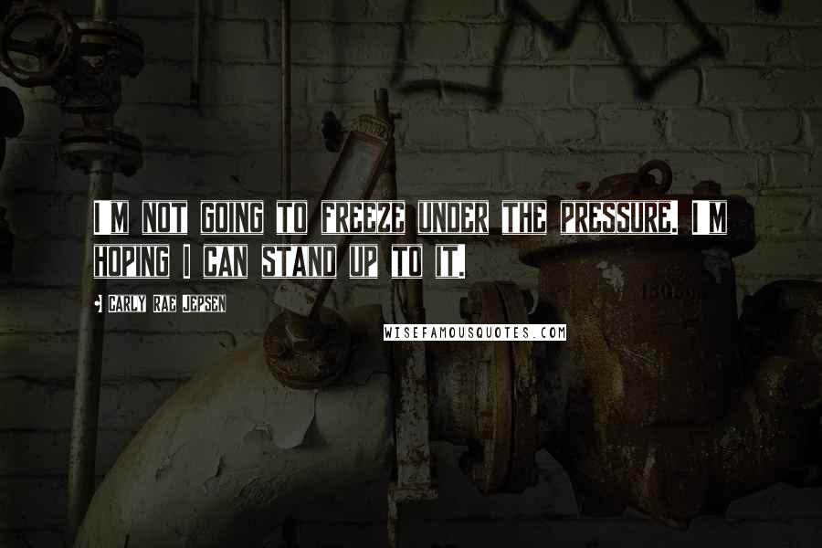 Carly Rae Jepsen Quotes: I'm not going to freeze under the pressure. I'm hoping I can stand up to it.