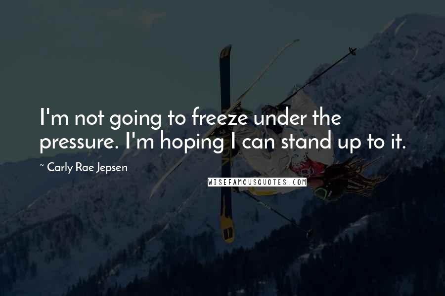 Carly Rae Jepsen Quotes: I'm not going to freeze under the pressure. I'm hoping I can stand up to it.