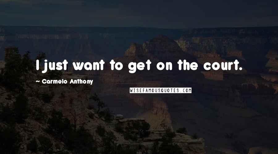 Carmelo Anthony Quotes: I just want to get on the court.