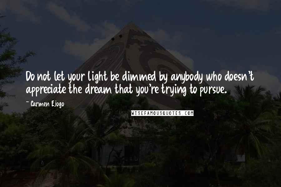 Carmen Ejogo Quotes: Do not let your light be dimmed by anybody who doesn't appreciate the dream that you're trying to pursue.