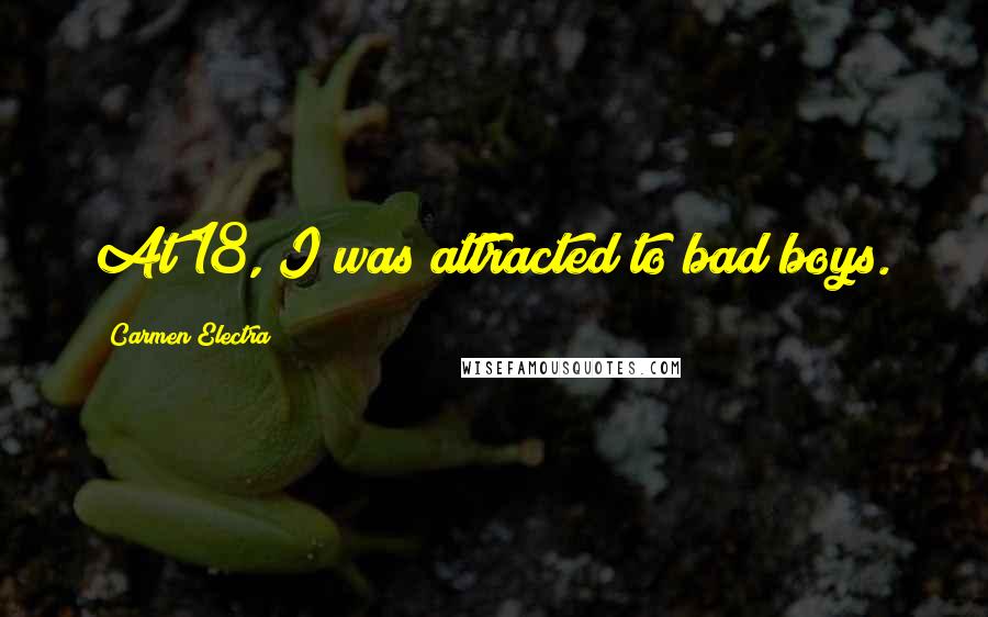 Carmen Electra Quotes: At 18, I was attracted to bad boys.