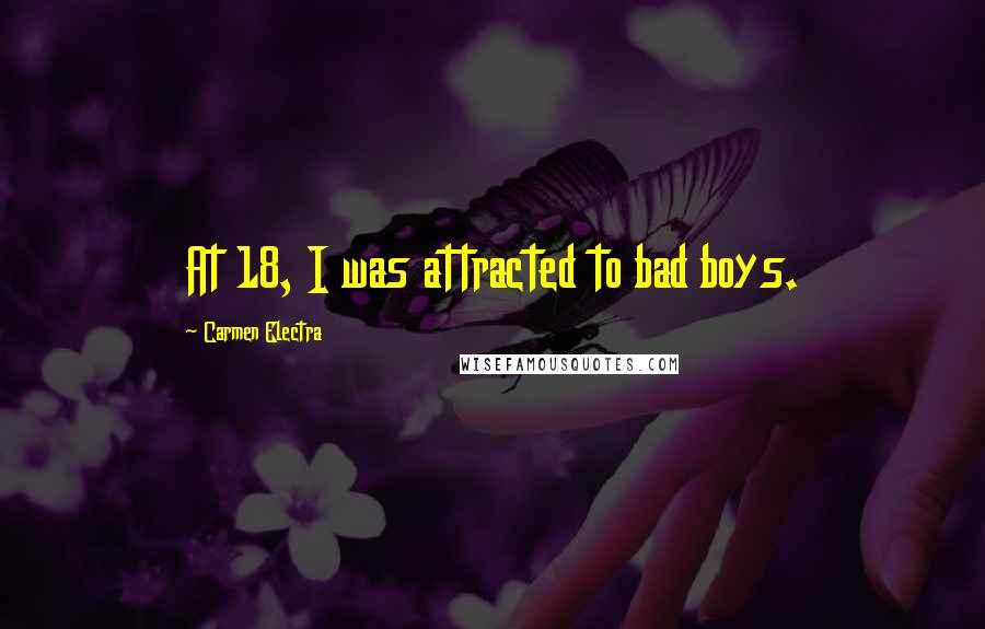 Carmen Electra Quotes: At 18, I was attracted to bad boys.