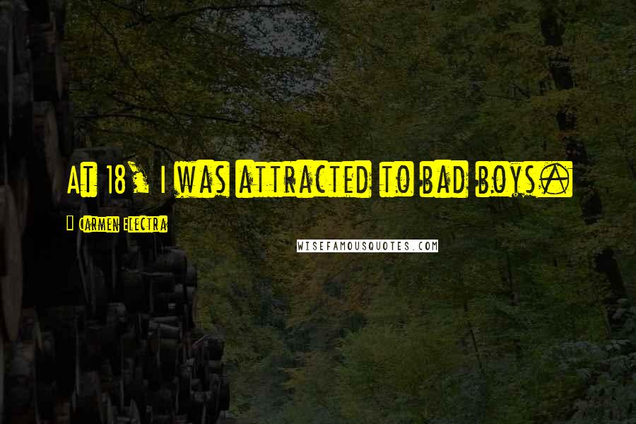 Carmen Electra Quotes: At 18, I was attracted to bad boys.