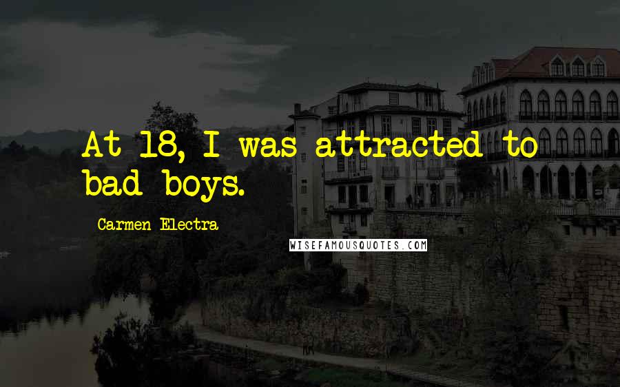 Carmen Electra Quotes: At 18, I was attracted to bad boys.