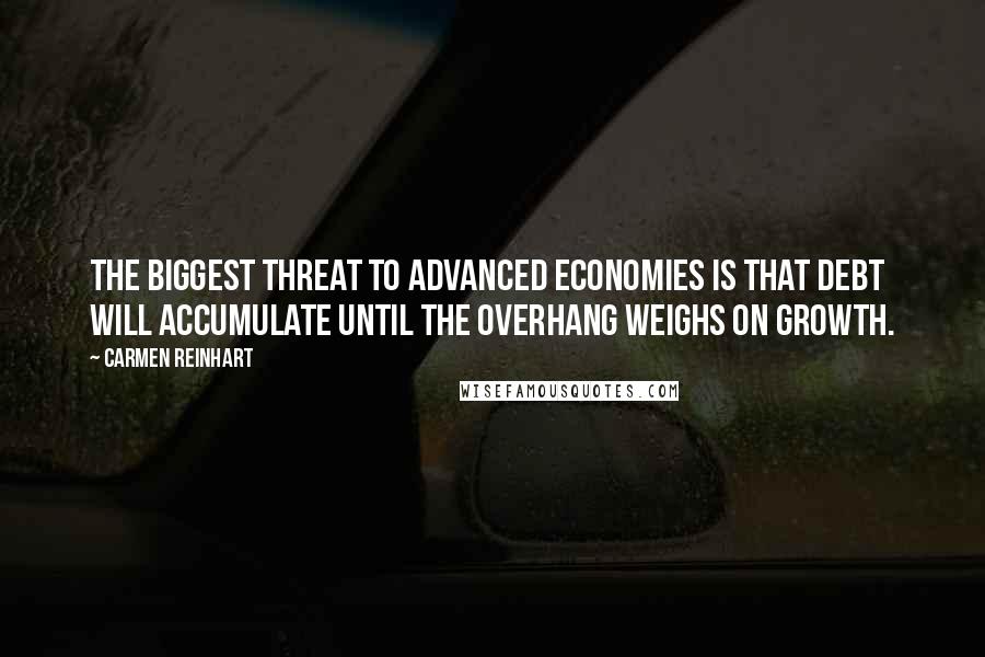 Carmen Reinhart Quotes: The biggest threat to advanced economies is that debt will accumulate until the overhang weighs on growth.