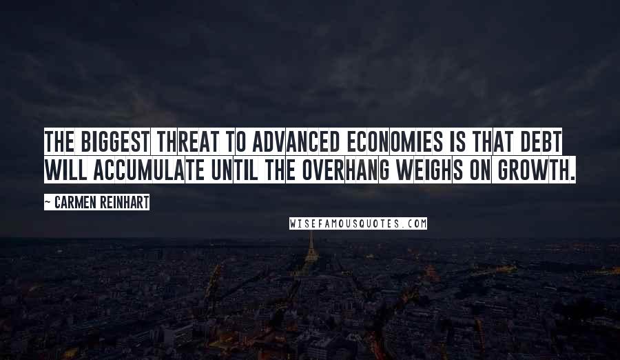 Carmen Reinhart Quotes: The biggest threat to advanced economies is that debt will accumulate until the overhang weighs on growth.