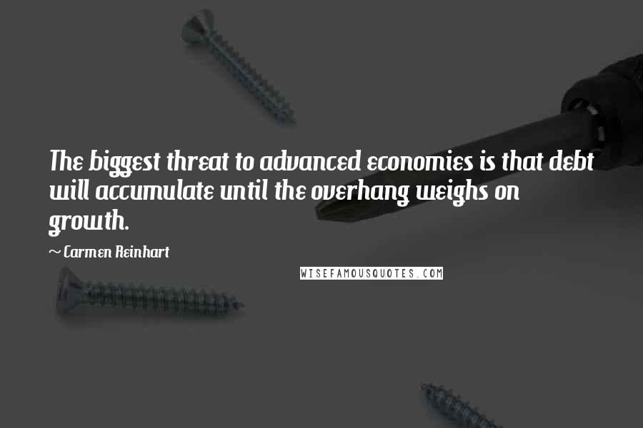 Carmen Reinhart Quotes: The biggest threat to advanced economies is that debt will accumulate until the overhang weighs on growth.