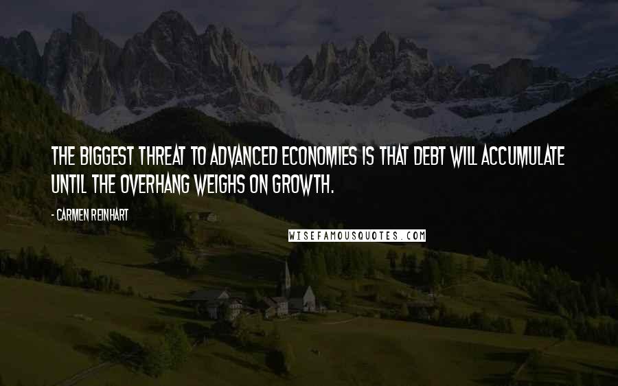 Carmen Reinhart Quotes: The biggest threat to advanced economies is that debt will accumulate until the overhang weighs on growth.
