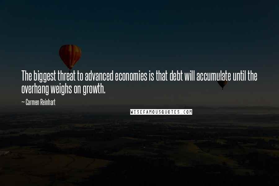 Carmen Reinhart Quotes: The biggest threat to advanced economies is that debt will accumulate until the overhang weighs on growth.