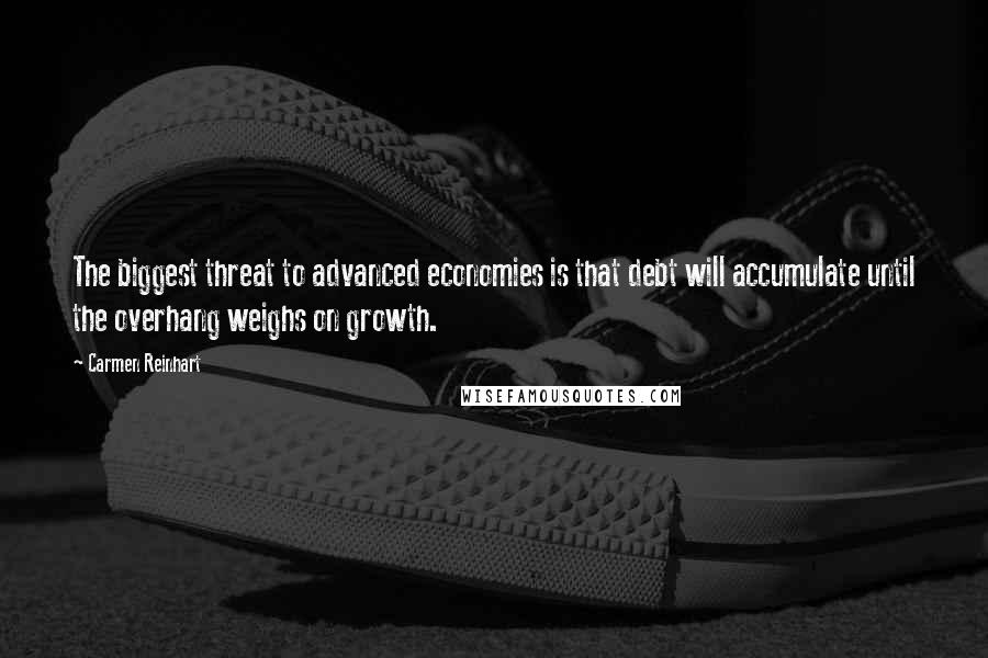 Carmen Reinhart Quotes: The biggest threat to advanced economies is that debt will accumulate until the overhang weighs on growth.