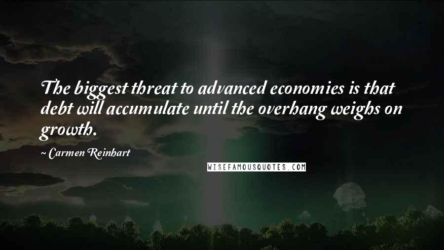 Carmen Reinhart Quotes: The biggest threat to advanced economies is that debt will accumulate until the overhang weighs on growth.