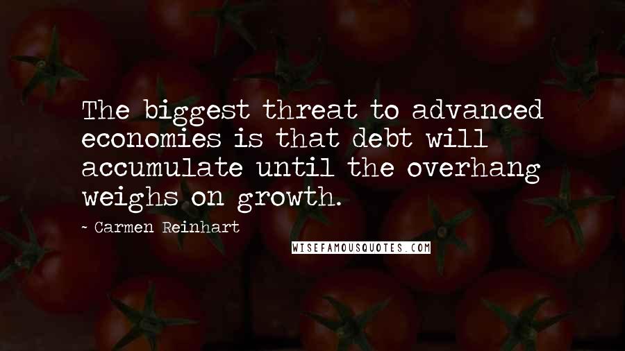 Carmen Reinhart Quotes: The biggest threat to advanced economies is that debt will accumulate until the overhang weighs on growth.