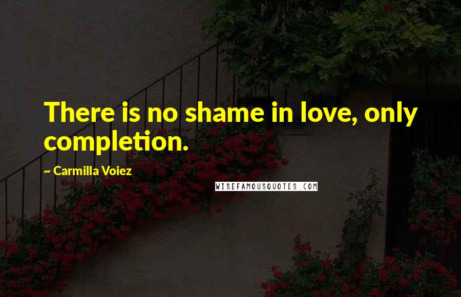 Carmilla Voiez Quotes: There is no shame in love, only completion.