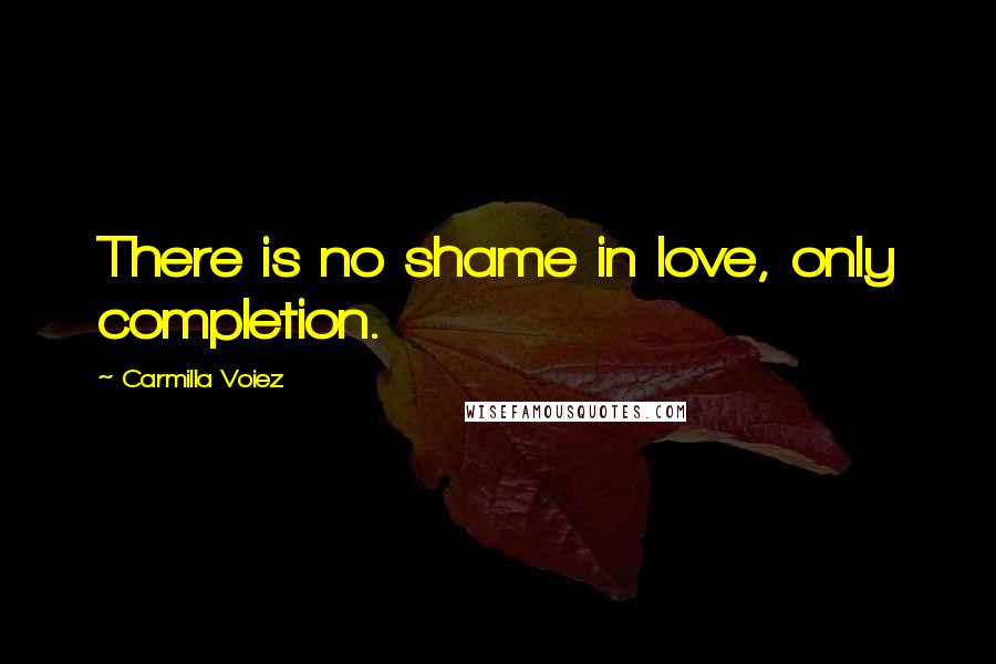 Carmilla Voiez Quotes: There is no shame in love, only completion.