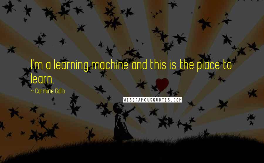 Carmine Gallo Quotes: I'm a learning machine and this is the place to learn.