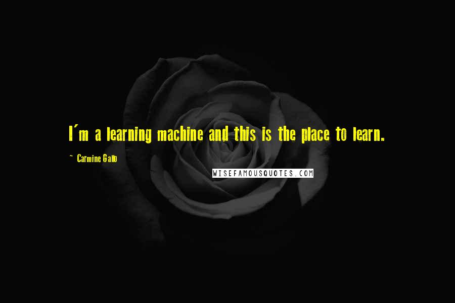 Carmine Gallo Quotes: I'm a learning machine and this is the place to learn.