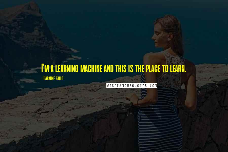 Carmine Gallo Quotes: I'm a learning machine and this is the place to learn.