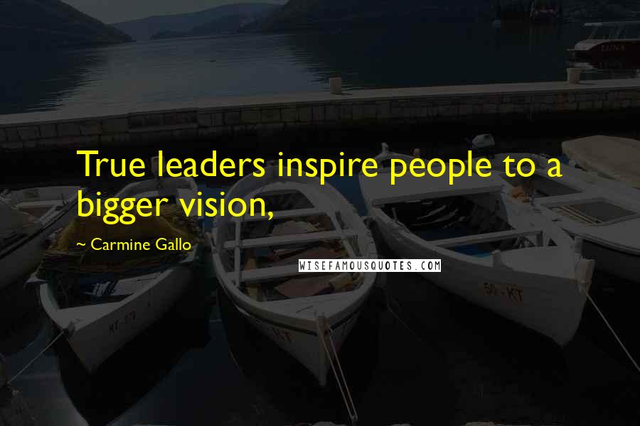 Carmine Gallo Quotes: True leaders inspire people to a bigger vision,