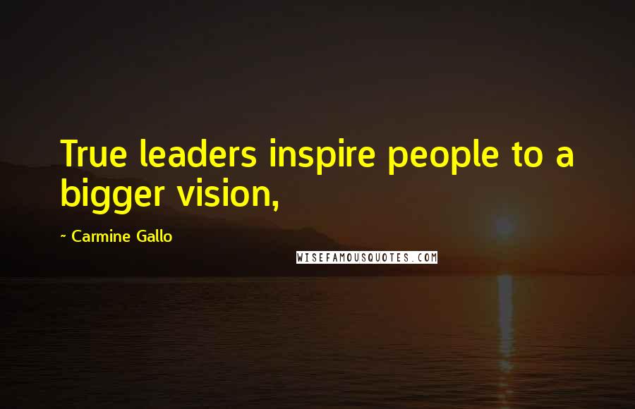 Carmine Gallo Quotes: True leaders inspire people to a bigger vision,