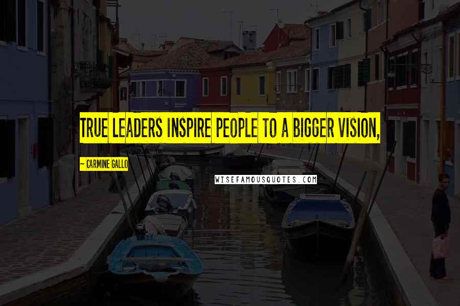 Carmine Gallo Quotes: True leaders inspire people to a bigger vision,