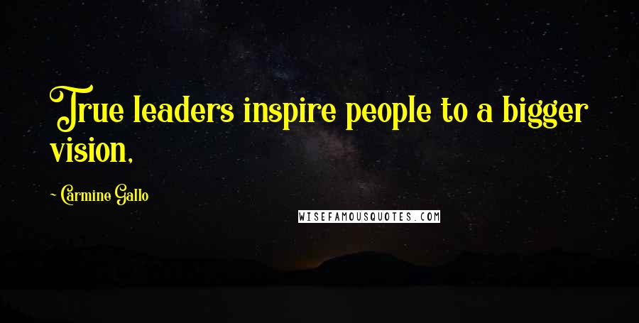 Carmine Gallo Quotes: True leaders inspire people to a bigger vision,