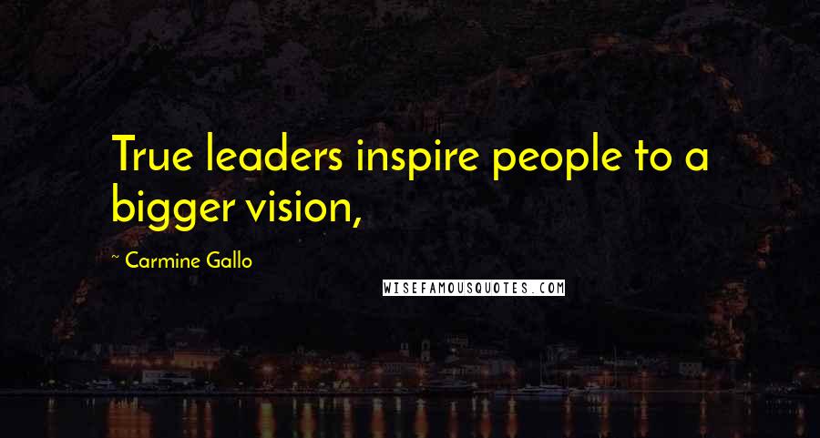 Carmine Gallo Quotes: True leaders inspire people to a bigger vision,