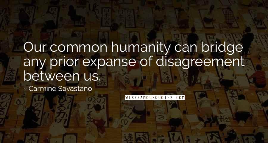 Carmine Savastano Quotes: Our common humanity can bridge any prior expanse of disagreement between us.