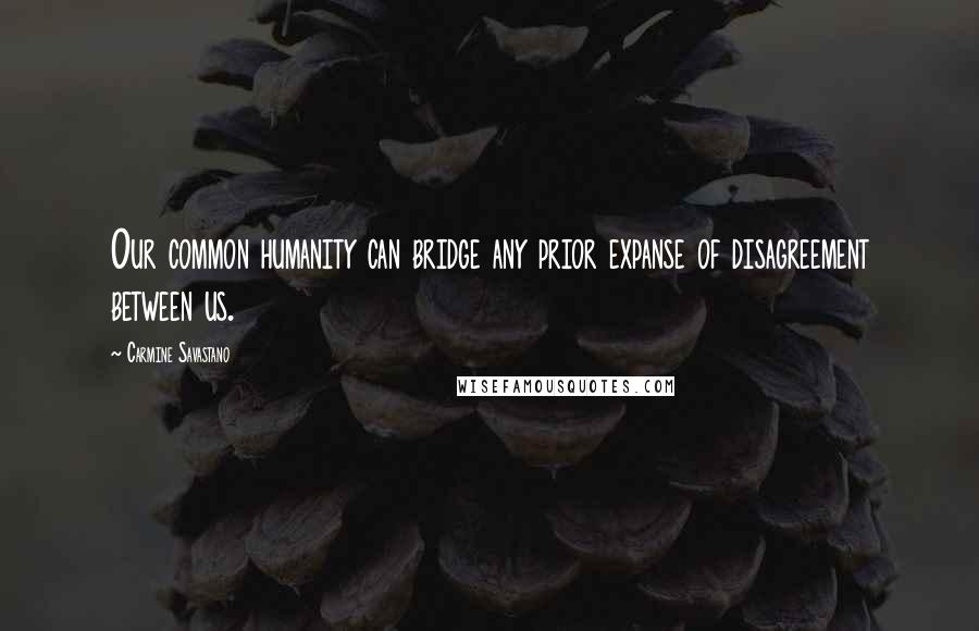 Carmine Savastano Quotes: Our common humanity can bridge any prior expanse of disagreement between us.