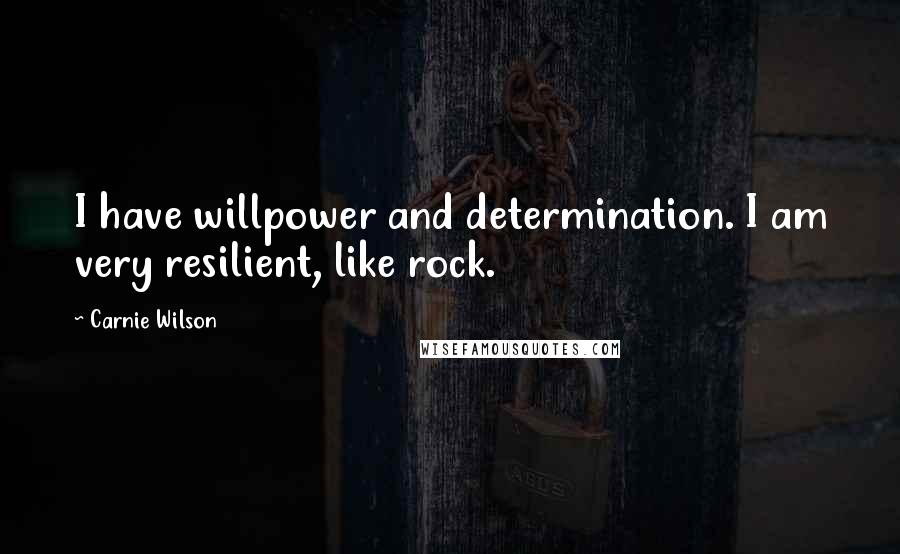 Carnie Wilson Quotes: I have willpower and determination. I am very resilient, like rock.