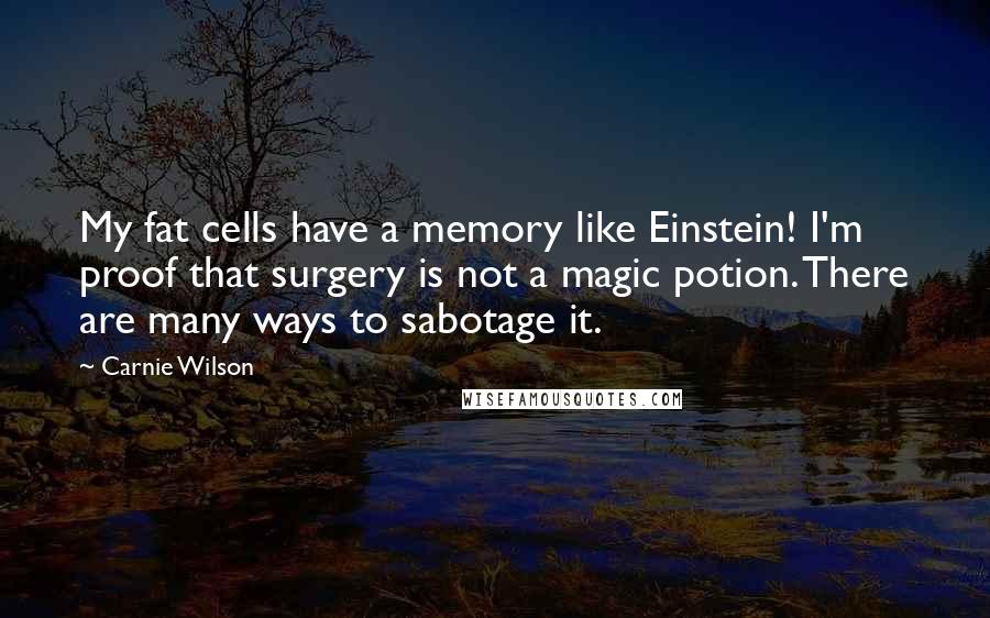 Carnie Wilson Quotes: My fat cells have a memory like Einstein! I'm proof that surgery is not a magic potion. There are many ways to sabotage it.