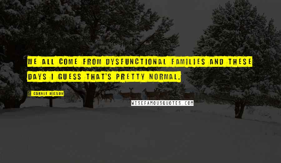 Carnie Wilson Quotes: We all come from dysfunctional families and these days I guess that's pretty normal.