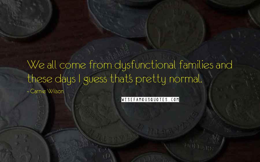 Carnie Wilson Quotes: We all come from dysfunctional families and these days I guess that's pretty normal.