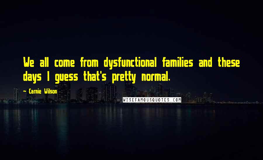 Carnie Wilson Quotes: We all come from dysfunctional families and these days I guess that's pretty normal.