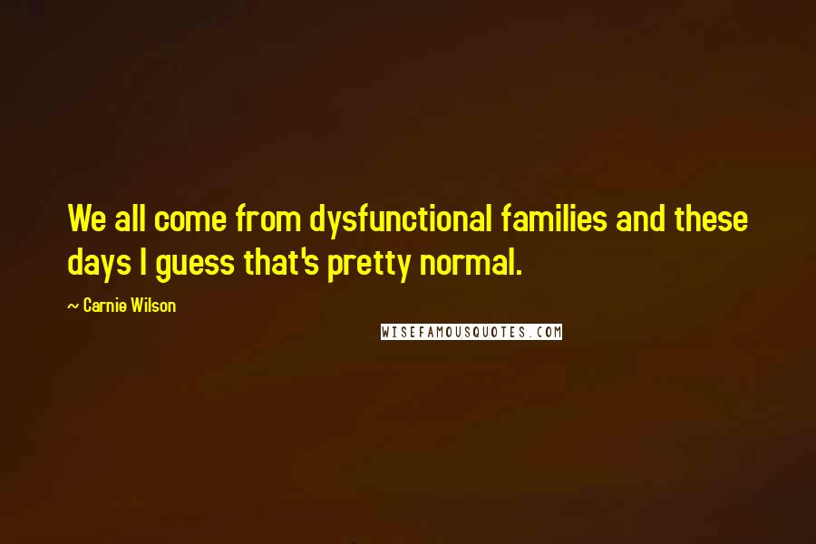 Carnie Wilson Quotes: We all come from dysfunctional families and these days I guess that's pretty normal.