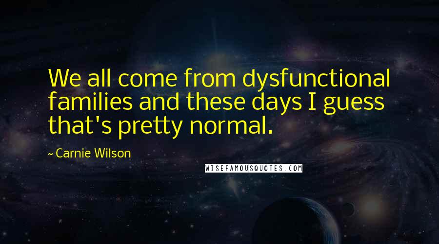 Carnie Wilson Quotes: We all come from dysfunctional families and these days I guess that's pretty normal.