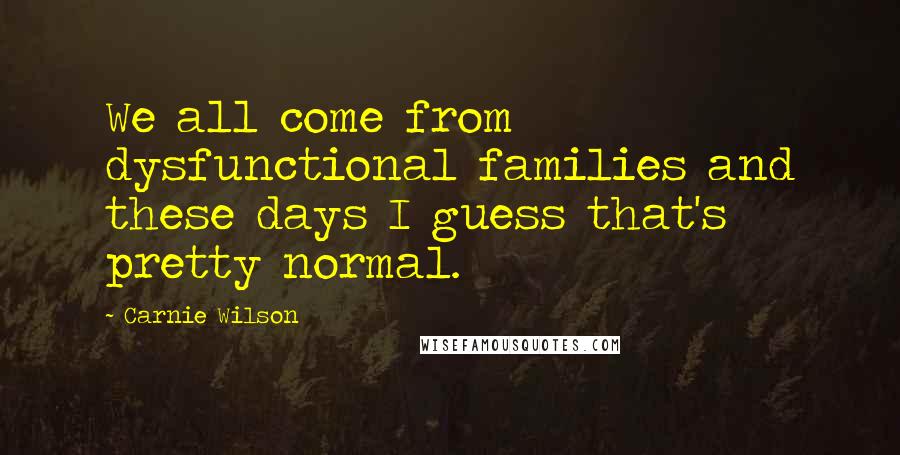 Carnie Wilson Quotes: We all come from dysfunctional families and these days I guess that's pretty normal.