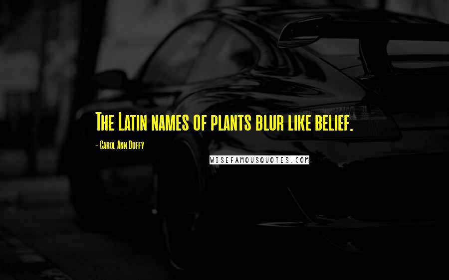 Carol Ann Duffy Quotes: The Latin names of plants blur like belief.