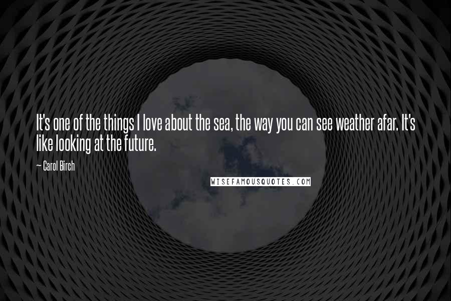 Carol Birch Quotes: It's one of the things I love about the sea, the way you can see weather afar. It's like looking at the future.