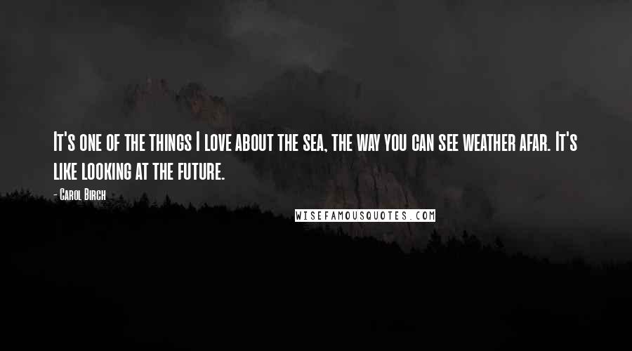 Carol Birch Quotes: It's one of the things I love about the sea, the way you can see weather afar. It's like looking at the future.