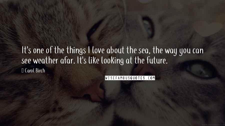 Carol Birch Quotes: It's one of the things I love about the sea, the way you can see weather afar. It's like looking at the future.