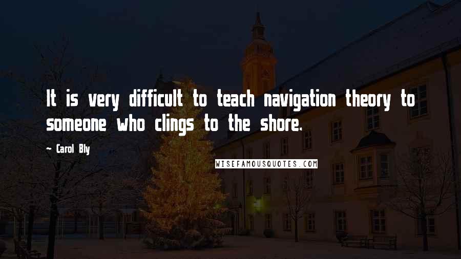 Carol Bly Quotes: It is very difficult to teach navigation theory to someone who clings to the shore.