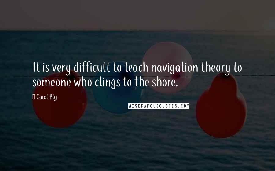 Carol Bly Quotes: It is very difficult to teach navigation theory to someone who clings to the shore.