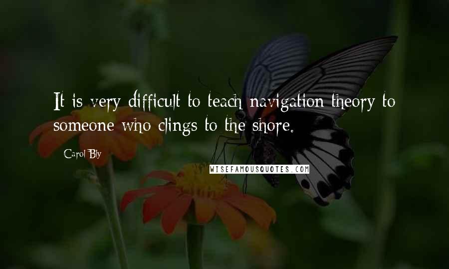 Carol Bly Quotes: It is very difficult to teach navigation theory to someone who clings to the shore.