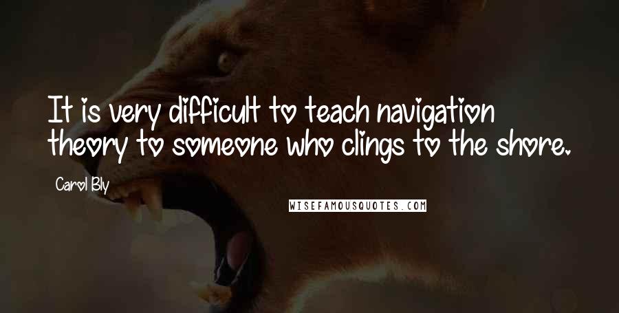 Carol Bly Quotes: It is very difficult to teach navigation theory to someone who clings to the shore.