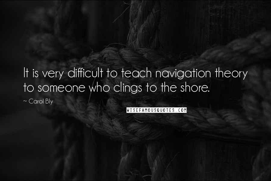 Carol Bly Quotes: It is very difficult to teach navigation theory to someone who clings to the shore.