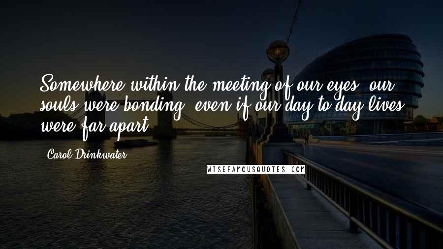 Carol Drinkwater Quotes: Somewhere within the meeting of our eyes, our souls were bonding, even if our day to day lives were far apart.