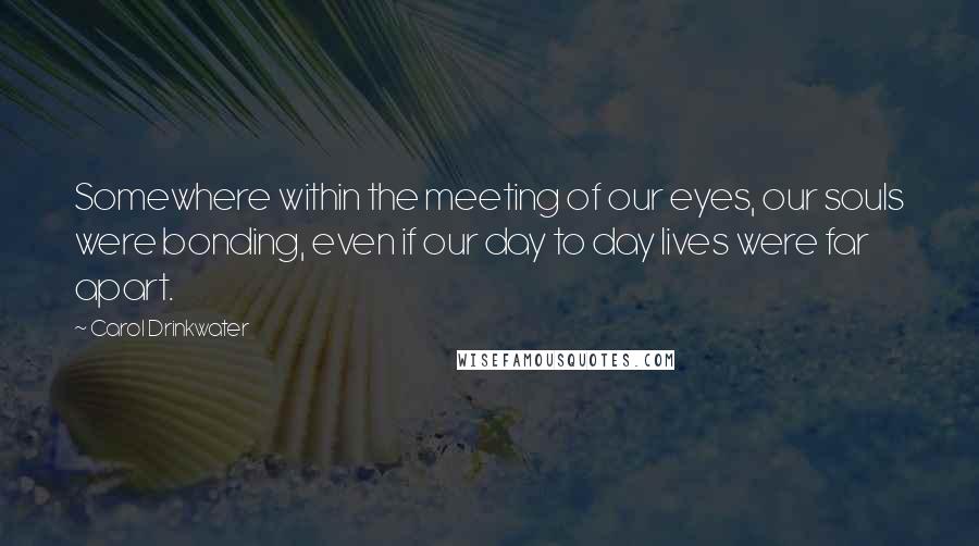 Carol Drinkwater Quotes: Somewhere within the meeting of our eyes, our souls were bonding, even if our day to day lives were far apart.