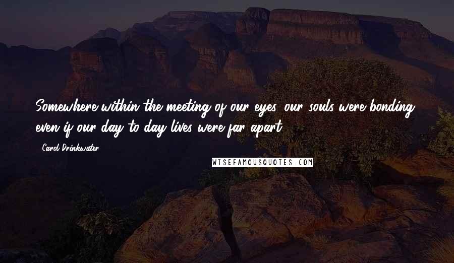 Carol Drinkwater Quotes: Somewhere within the meeting of our eyes, our souls were bonding, even if our day to day lives were far apart.