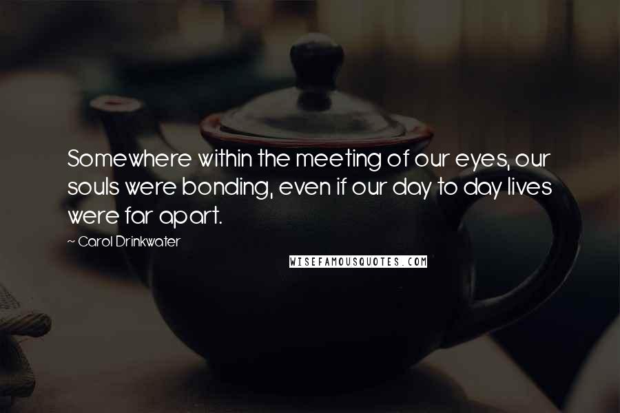 Carol Drinkwater Quotes: Somewhere within the meeting of our eyes, our souls were bonding, even if our day to day lives were far apart.