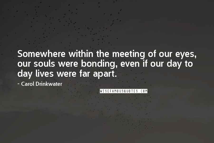 Carol Drinkwater Quotes: Somewhere within the meeting of our eyes, our souls were bonding, even if our day to day lives were far apart.